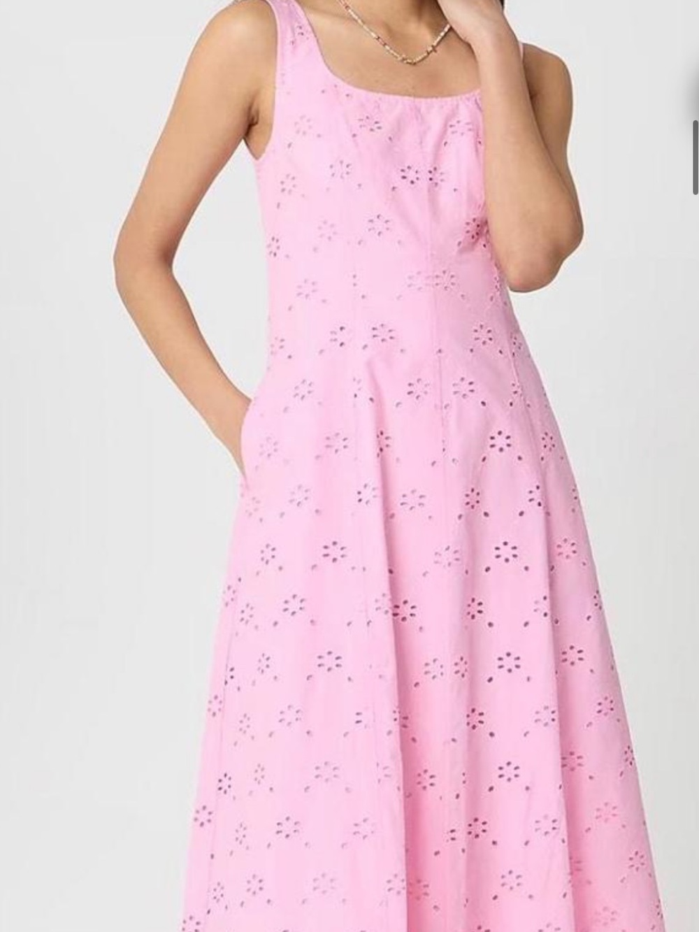 J. Crew Pink Eyelet Midi Dress - Picture 3 of 7